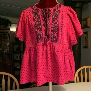 Knox Rose Fuchsia Embroidered Blouse
